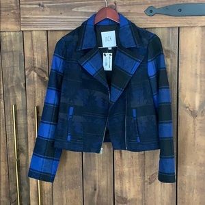 NWT Jack by BB Dakota Blue Plaid Bomber Jacket